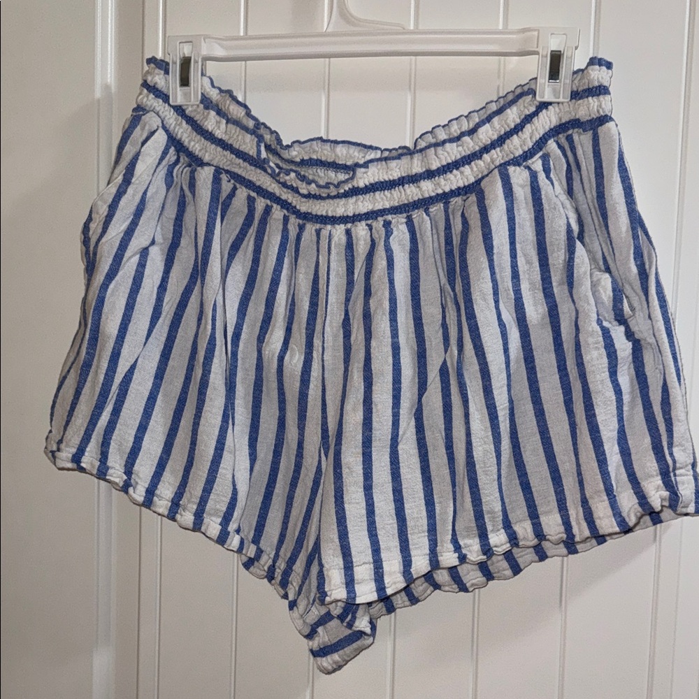 Ava & Viv Blue and White Striped Linen Women's Shorts